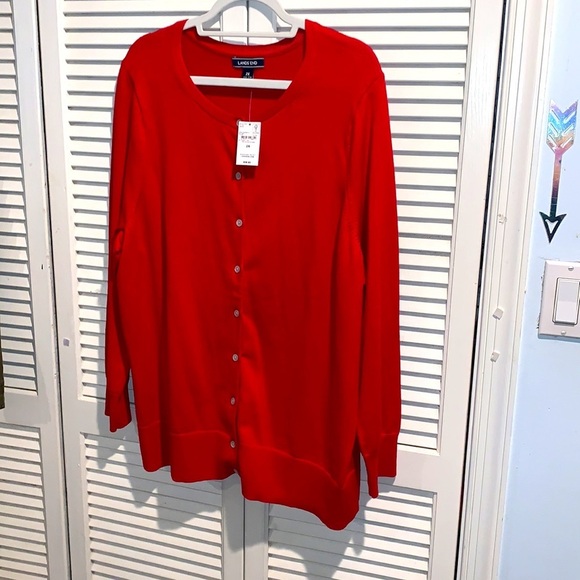 Lands End new with tags Red Cardigan 2X - Picture 3 of 7